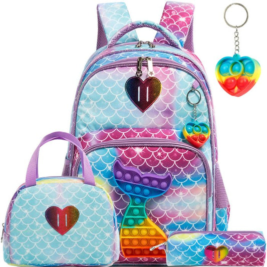 ensemble 4 pieces sac a dos fille multicolore